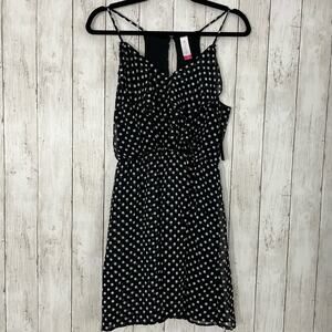No Boundaries Ruffle Black White Polka Dot Flowy Wrap Dress 7-9 Juniors